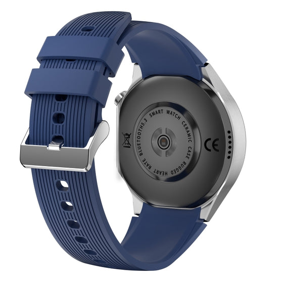 HD Watch X 1.43 inch IP68 BT5.3 Sport Smart Watch, Support Bluetooth Call / Sleep / Blood Oxygen / Heart Rate / Blood Pressure Health Monitor(Silver Steel + Blue Silicone Strap)