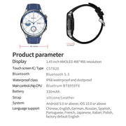 HD Watch X 1.43 inch IP68 BT5.3 Sport Smart Watch, Support Bluetooth Call / Sleep / Blood Oxygen / Heart Rate / Blood Pressure Health Monitor(Silver Steel + Blue Silicone Strap)