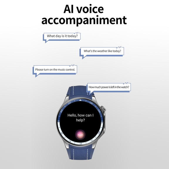HD Watch X 1.43 inch IP68 BT5.3 Sport Smart Watch, Support Bluetooth Call / Sleep / Blood Oxygen / Heart Rate / Blood Pressure Health Monitor(Blue Leather + Blue Silicone Strap)
