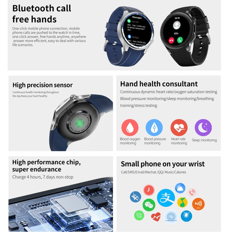 HD Watch X 1.43 inch IP68 BT5.3 Sport Smart Watch, Support Bluetooth Call / Sleep / Blood Oxygen / Heart Rate / Blood Pressure Health Monitor(Blue Leather + Blue Silicone Strap) - Smart Watches by PMC TechLife | Online Shopping South Africa | PMC TechLife | Buy Now Pay Later Mobicred