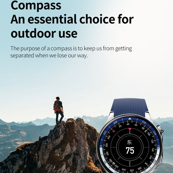 HD Watch X 1.43 inch IP68 BT5.3 Sport Smart Watch, Support Bluetooth Call / Sleep / Blood Oxygen / Heart Rate / Blood Pressure Health Monitor(Silver Steel + Blue Silicone Strap)