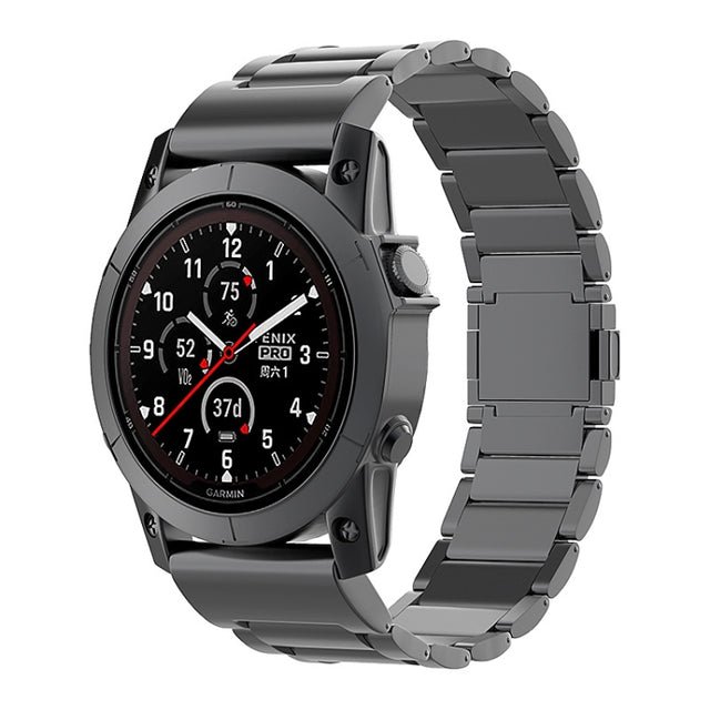 For Garmin Fenix 7 / Forerunner 965 22mm Three-Bead Magnetic Buckle Metal Quick Release Watch Band(Black)