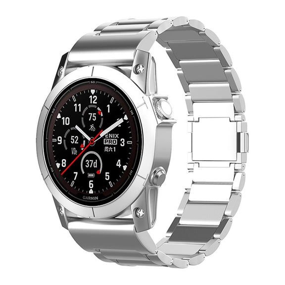 For Garmin Fenix 7 / Forerunner 965 22mm Three-Bead Magnetic Buckle Metal Quick Release Watch Band(Silver)