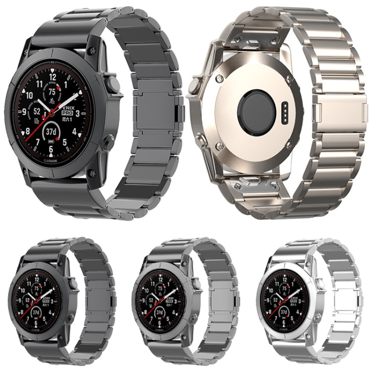 For Garmin Fenix 7 / Forerunner 965 22mm Three-Bead Magnetic Buckle Metal Quick Release Watch Band(Titanium) - Watch Bands by PMc TechLife | Online Shopping South Africa | PMc TechLife | Buy Now Pay Later Mobicred