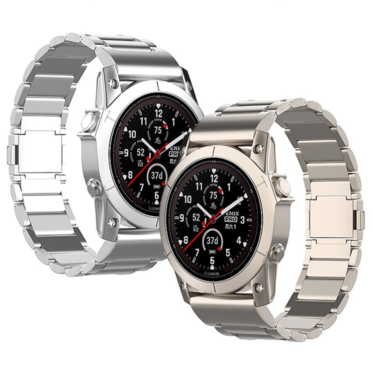 For Garmin Fenix 7 / Forerunner 965 22mm Three-Bead Magnetic Buckle Metal Quick Release Watch Band(Silver) - Watch Bands by PMc TechLife | Online Shopping South Africa | PMc TechLife | Buy Now Pay Later Mobicred