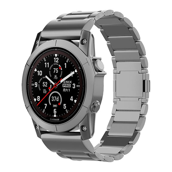 For Garmin Tactix 7 Pro / Fenix 7X 26mm Three-Bead Magnetic Buckle Metal Quick Release Watch Band(Grey)