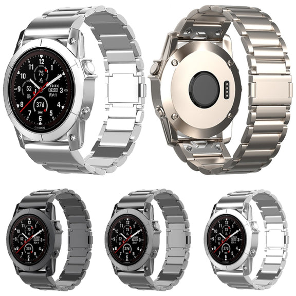 For Garmin Tactix 7 Pro / Fenix 7X 26mm Three-Bead Magnetic Buckle Metal Quick Release Watch Band(Black)