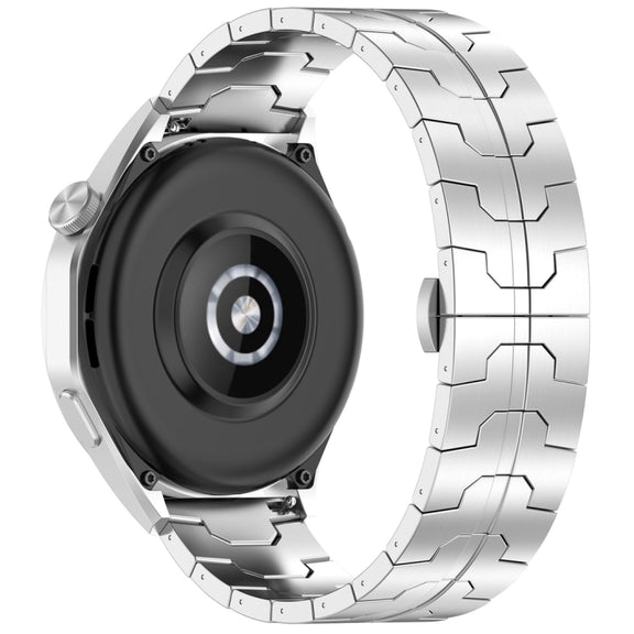 22mm Butterfly Buckle Titanium Alloy Watch Band(Silver)