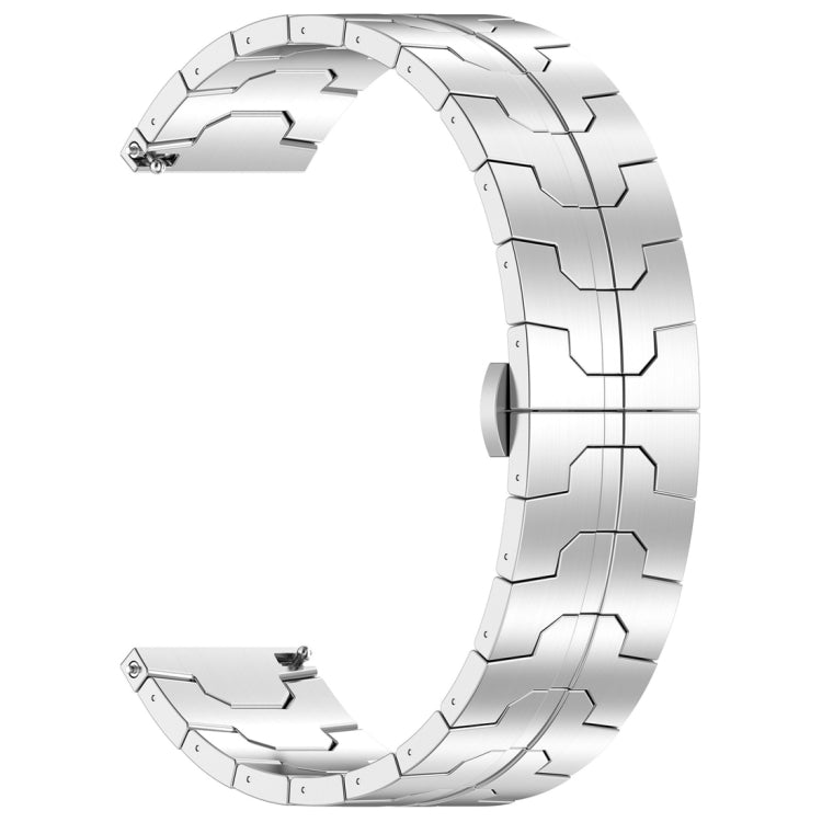 22mm Butterfly Buckle Titanium Alloy Watch Band(Silver)