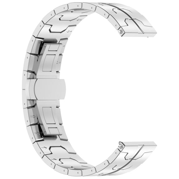 22mm Butterfly Buckle Titanium Alloy Watch Band(Silver)