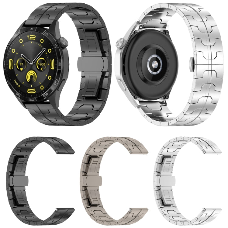 22mm Butterfly Buckle Titanium Alloy Watch Band(Silver)