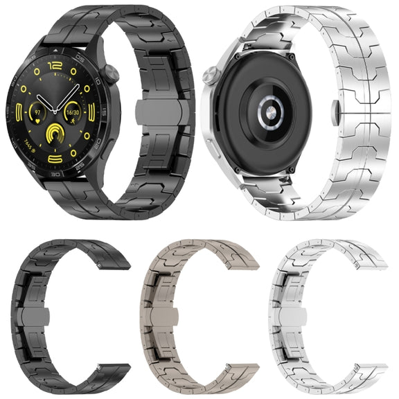 22mm Butterfly Buckle Titanium Alloy Watch Band(Grey)