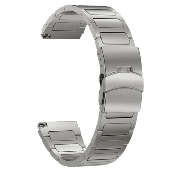 22mm Dual Safety Buckle Titanium Alloy Watch Band(Grey)