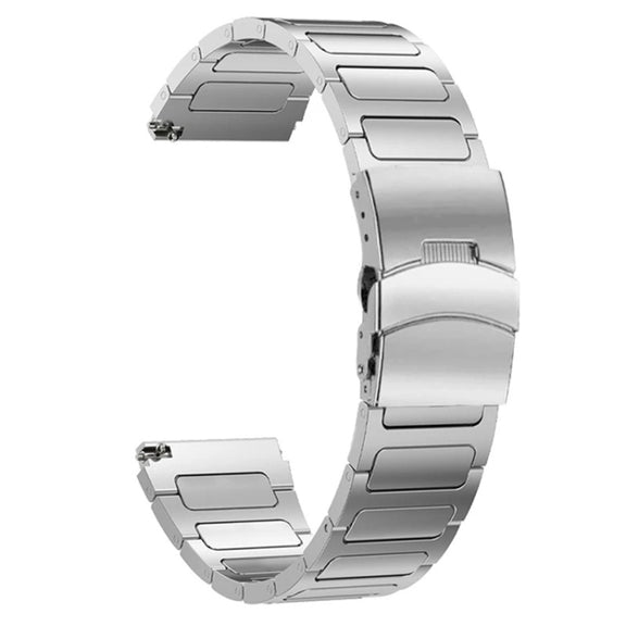 22mm Dual Safety Buckle Titanium Alloy Watch Band(Silver)