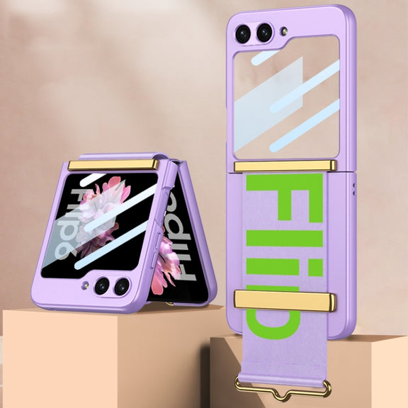 For Samsung Galaxy Z Flip6 GKK Integrated Ultra-thin Wristband Holder Phone Case(Purple)