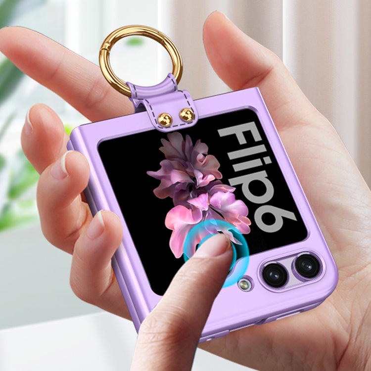 For Samsung Galaxy Z Flip6 GKK Ultra-thin PC Full Coverage Phone Case with Ring Holder(Silver)
