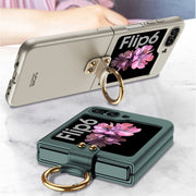 For Samsung Galaxy Z Flip6 GKK Ultra-thin PC Full Coverage Phone Case with Ring Holder(Dark Green)