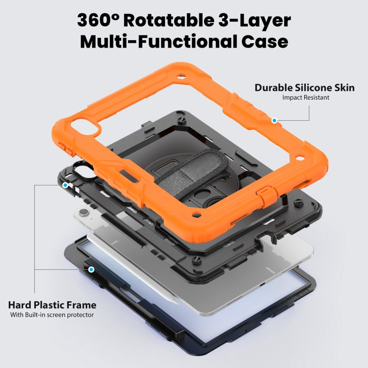 For iPad Air 11 2025 / 2024 Turntable Holder Silicone Hybrid PC Tablet Case with Shoulder Strap(Orange) - free shipping - PMC TechLife - Order now!