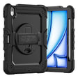 For iPad Air 11 2025 / 2024 Turntable Holder Silicone Hybrid PC Tablet Case with Shoulder Strap(Black) - free shipping - PMC TechLife - Order now!
