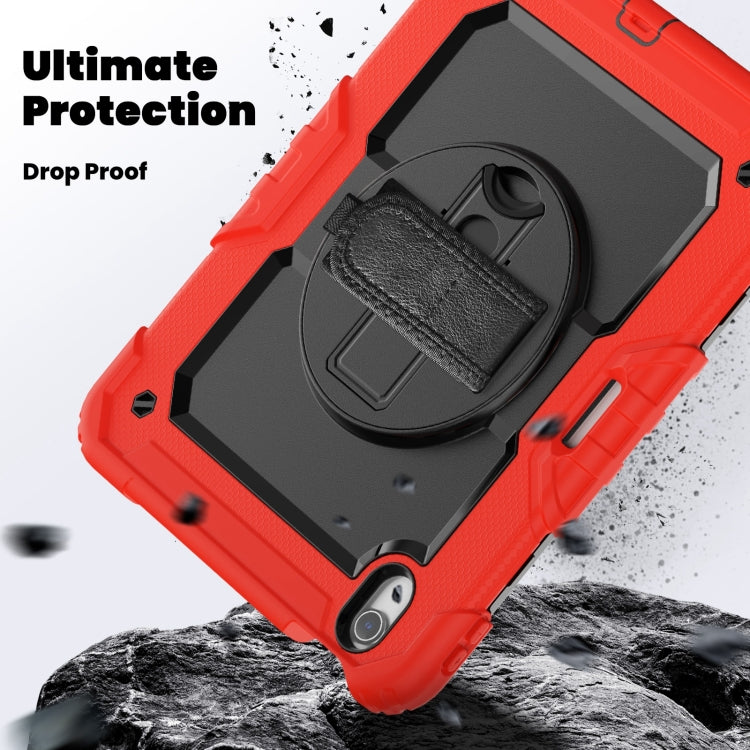 For iPad Air 11 2025 / 2024 Silicone Hybrid PC Tablet Case with Shoulder Strap(Red)