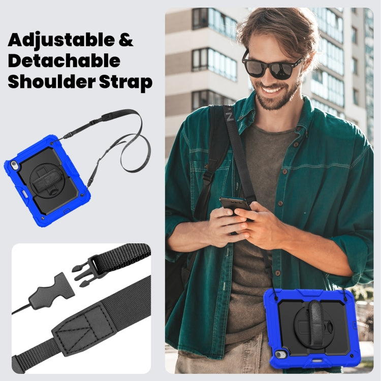 For iPad Air 11 2025 / 2024 Silicone Hybrid PC Tablet Case with Shoulder Strap(Black + Dark Blue) - free shipping - PMC TechLife - Order now!