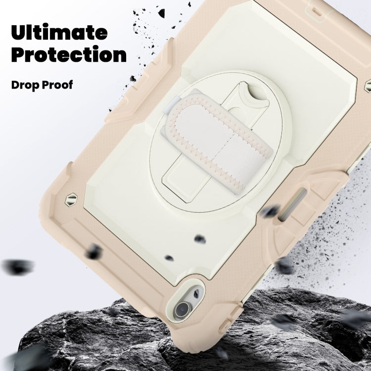 For iPad Air 11 2024 Silicone Hybrid PC Tablet Case with Shoulder Strap(Beige + Rose Gold) - iPad Air 11 2024 Cases by PMC TechLife | Online Shopping South Africa | PMC TechLife | Buy Now Pay Later Mobicred