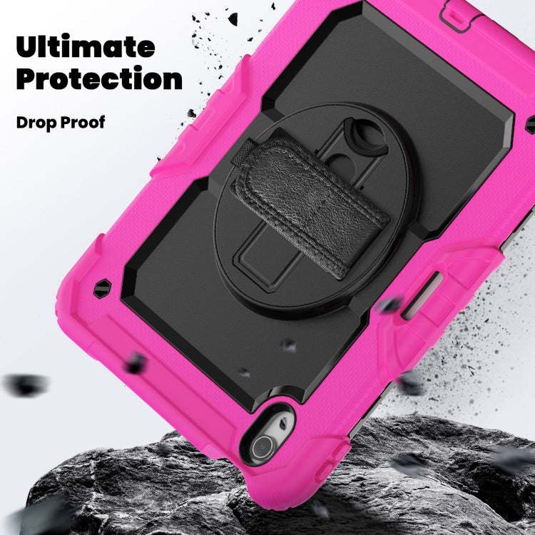 For iPad Air 11 2025 / 2024 Silicone Hybrid PC Tablet Case with Shoulder Strap(Black + Rose Red) - iPad Air 11 2025 / 2024 Cases by PMC TechLife | Online Shopping South Africa | PMC TechLife | Buy Now Pay Later Mobicred