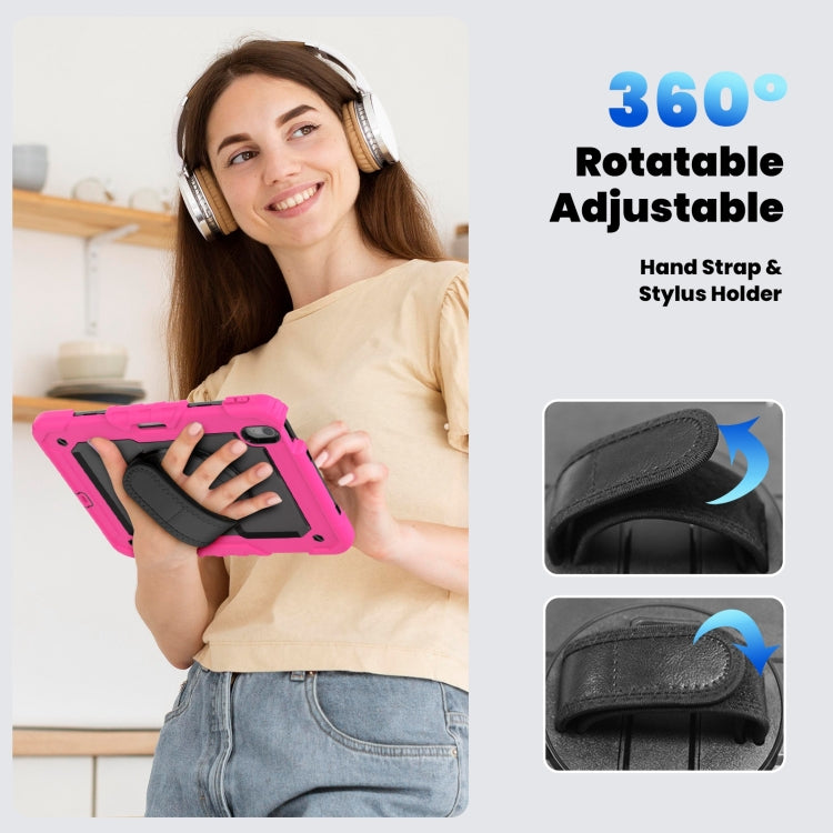 For iPad Air 11 2025 / 2024 Silicone Hybrid PC Tablet Case with Shoulder Strap(Black + Rose Red) - iPad Air 11 2025 / 2024 Cases by PMC TechLife | Online Shopping South Africa | PMC TechLife | Buy Now Pay Later Mobicred