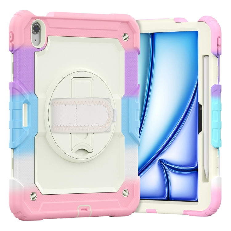 For iPad Air 11 2025 / 2024 Turntable Holder Silicone Hybrid PC Tablet Case with Shoulder Strap(Camouflage Pink) - free shipping - PMC TechLife - Order now!