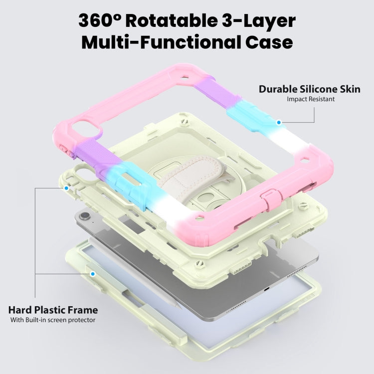 For iPad Air 11 2025 / 2024 Turntable Holder Silicone Hybrid PC Tablet Case with Shoulder Strap(Camouflage Pink) - free shipping - PMC TechLife - Order now!