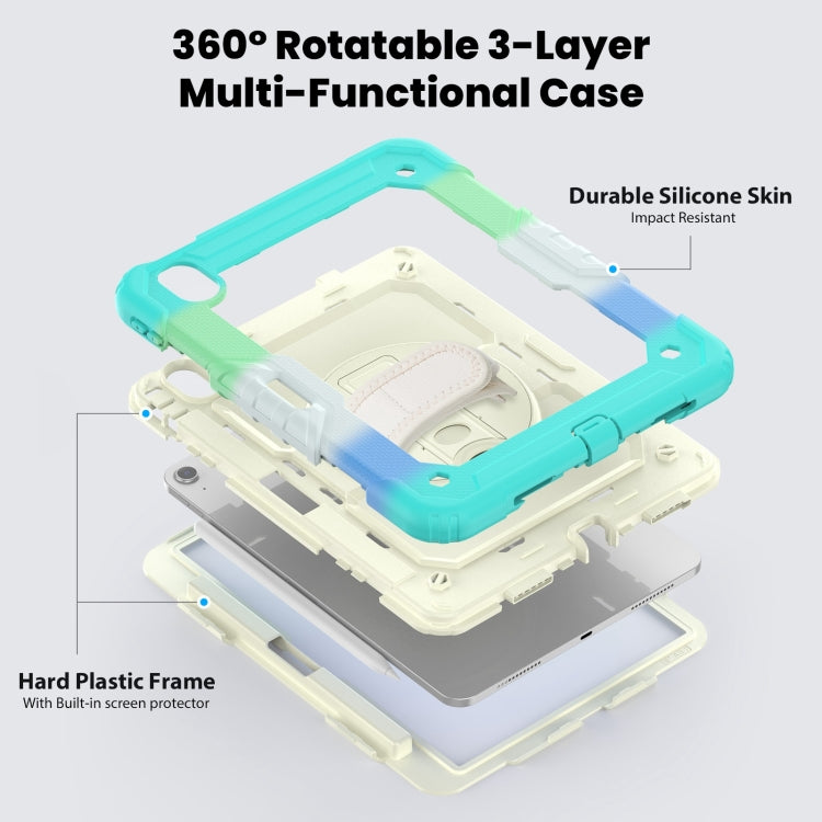 For iPad Air 11 2025 / 2024 Turntable Holder Silicone Hybrid PC Tablet Case with Shoulder Strap(Camouflage Light Blue) - free shipping - PMC TechLife - Order now!