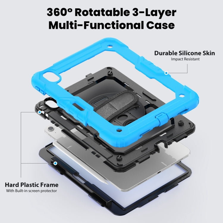 For iPad Air 11 2024 Silicone Hybrid PC Tablet Case with Shoulder Strap(Light Blue + Black) - iPad Air 11 2024 Cases by PMC TechLife | Online Shopping South Africa | PMC TechLife | Buy Now Pay Later Mobicred