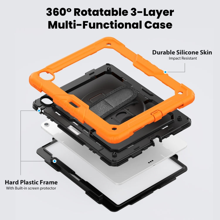 For iPad Air 13 2025 / 2024 Silicone Hybrid PC Tablet Case with Shoulder Strap(Orange)