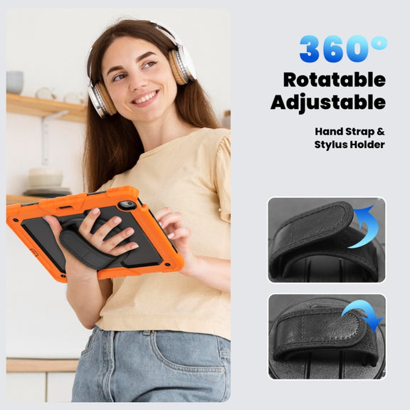 For iPad Air 13 2025 / 2024 Silicone Hybrid PC Tablet Case with Shoulder Strap(Orange)