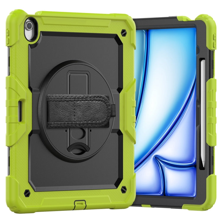 For iPad Air 13 2025 / 2024 Silicone Hybrid PC Tablet Case with Shoulder Strap(Black + Yellow Green) - iPad Air 13 2025 / 2024 Cases by PMC TechLife | Online Shopping South Africa | PMC TechLife | Buy Now Pay Later Mobicred