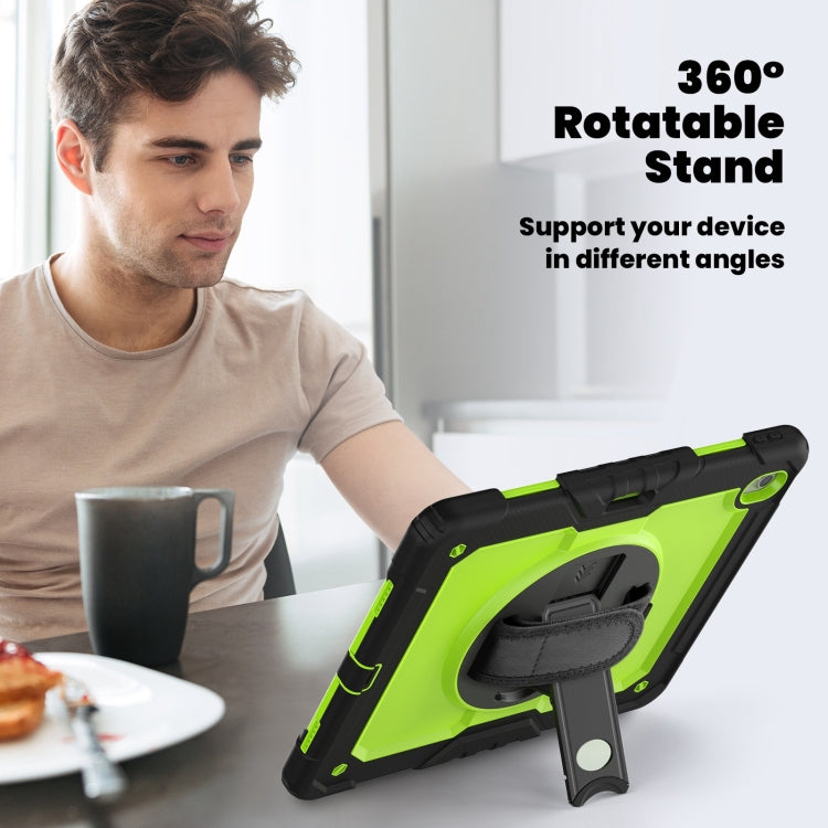 For iPad Air 13 2025 / 2024 Turntable Holder Silicone Hybrid PC Tablet Case with Shoulder Strap(Yellow Green + Black) - free shipping - PMC TechLife - Order now!