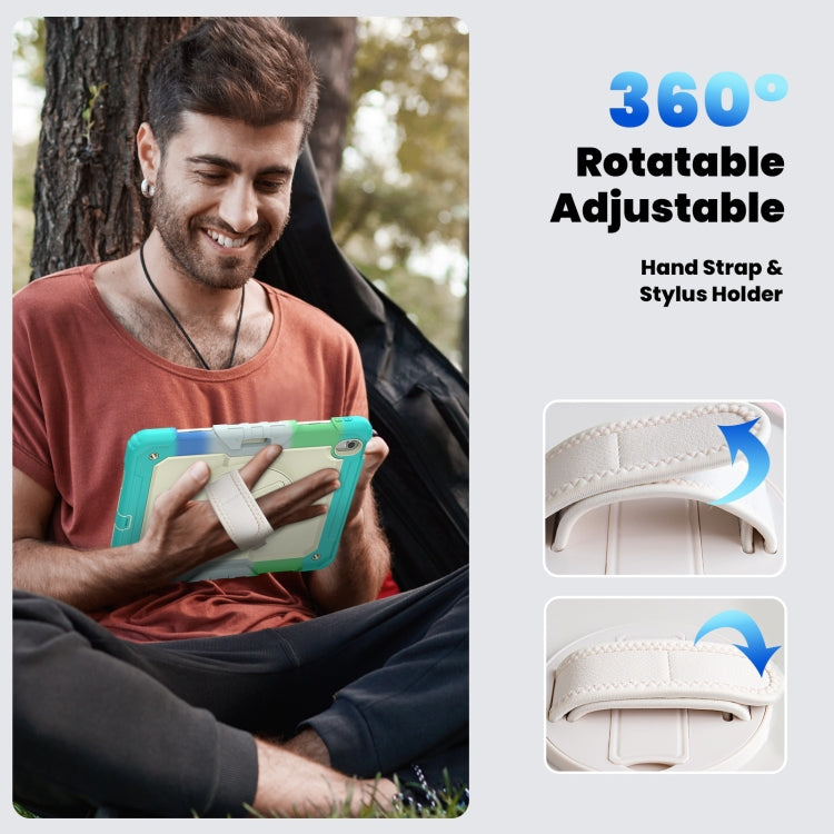 For iPad Air 13 2025 / 2024 Turntable Holder Silicone Hybrid PC Tablet Case with Shoulder Strap(Camouflage Light Blue) - free shipping - PMC TechLife - Order now!