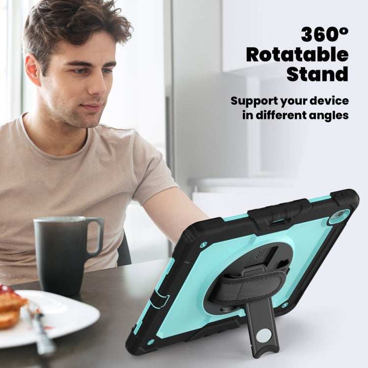 For iPad Air 13 2025 / 2024 Turntable Holder Silicone Hybrid PC Tablet Case with Shoulder Strap(Light Blue + Black) - free shipping - PMC TechLife - Order now!