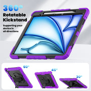 For iPad Air 13 2025 / 2024 Silicone Hybrid PC Tablet Case with Shoulder Strap(Purple)