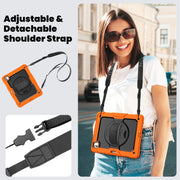 For iPad Pro 13 2024 Silicone Hybrid PC Tablet Case with Shoulder Strap(Orange)