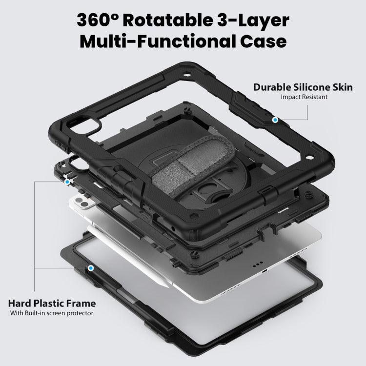 For iPad Pro 13 2024 Silicone Hybrid PC Tablet Case with Shoulder Strap(Black) - iPad Pro 13 2024 Cases by PMC TechLife | Online Shopping South Africa | PMC TechLife | Buy Now Pay Later Mobicred