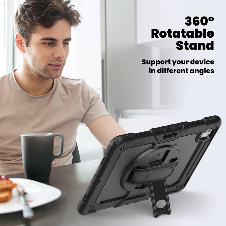 For iPad Pro 13 2024 Silicone Hybrid PC Tablet Case with Shoulder Strap(Black)