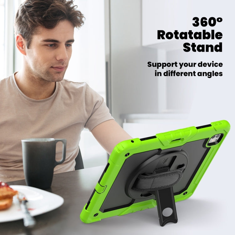 For iPad Pro 13 2024 Silicone Hybrid PC Tablet Case with Shoulder Strap(Black + Yellow Green) - iPad Pro 13 2024 Cases by PMC TechLife | Online Shopping South Africa | PMC TechLife | Buy Now Pay Later Mobicred