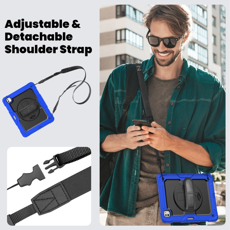 For iPad Pro 13 2024 Silicone Hybrid PC Tablet Case with Shoulder Strap(Black + Dark Blue) - iPad Pro 13 2024 Cases by PMC TechLife | Online Shopping South Africa | PMC TechLife | Buy Now Pay Later Mobicred