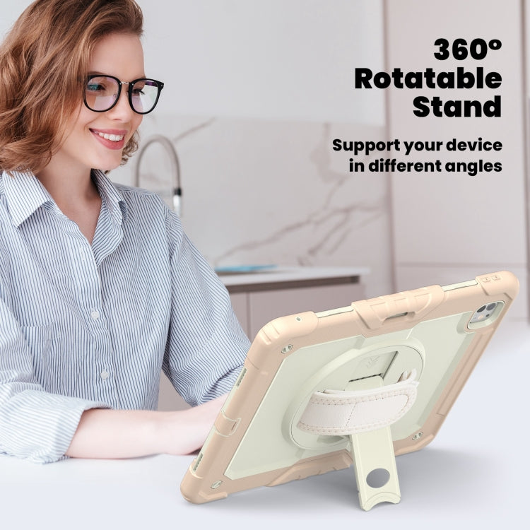 For iPad Pro 13 2024 Silicone Hybrid PC Tablet Case with Shoulder Strap(Beige + Rose Gold) - iPad Pro 13 2024 Cases by PMC TechLife | Online Shopping South Africa | PMC TechLife | Buy Now Pay Later Mobicred