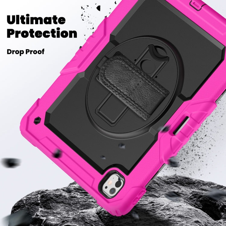 For iPad Pro 13 2024 Silicone Hybrid PC Tablet Case with Shoulder Strap(Black + Rose Red) - iPad Pro 13 2024 Cases by PMC TechLife | Online Shopping South Africa | PMC TechLife | Buy Now Pay Later Mobicred