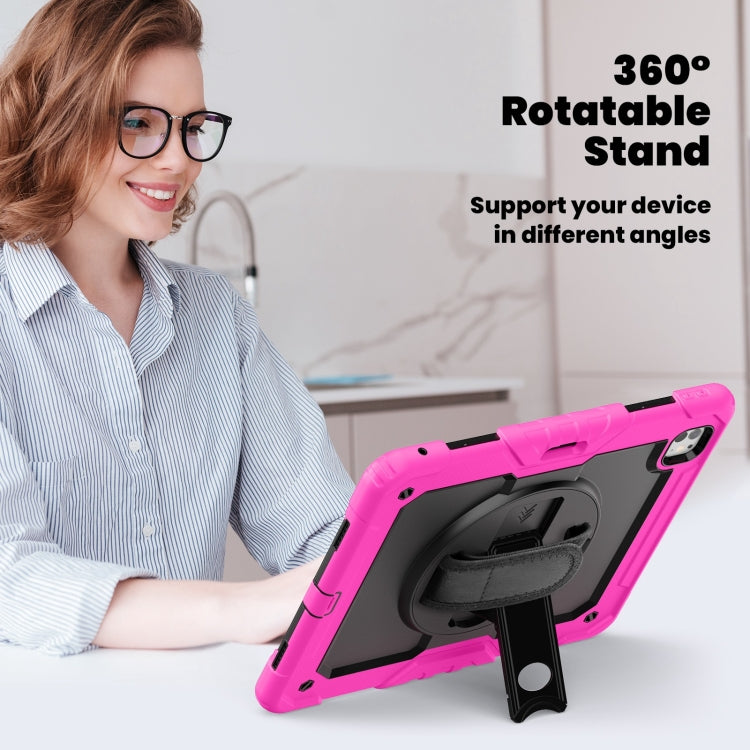 For iPad Pro 13 2024 Silicone Hybrid PC Tablet Case with Shoulder Strap(Black + Rose Red) - iPad Pro 13 2024 Cases by PMC TechLife | Online Shopping South Africa | PMC TechLife | Buy Now Pay Later Mobicred