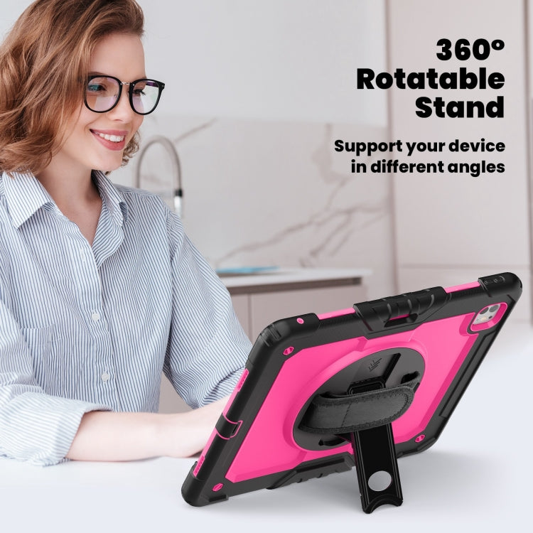 For iPad Pro 13 2024 Silicone Hybrid PC Tablet Case with Shoulder Strap(Rose Red + Black) - iPad Pro 13 2024 Cases by PMC TechLife | Online Shopping South Africa | PMC TechLife | Buy Now Pay Later Mobicred