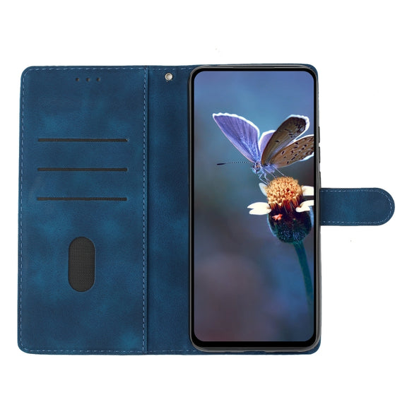 For iPhone 16 Pro Cherry Blossom Butterfly Skin Feel Embossed PU Phone Case(Blue)