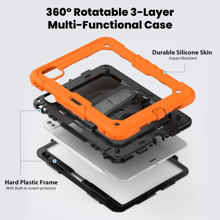 For iPad Pro 11 2024 Silicone Hybrid PC Tablet Case with Shoulder Strap(Orange) - iPad Pro 11 2024 Cases by PMC TechLife | Online Shopping South Africa | PMC TechLife | Buy Now Pay Later Mobicred